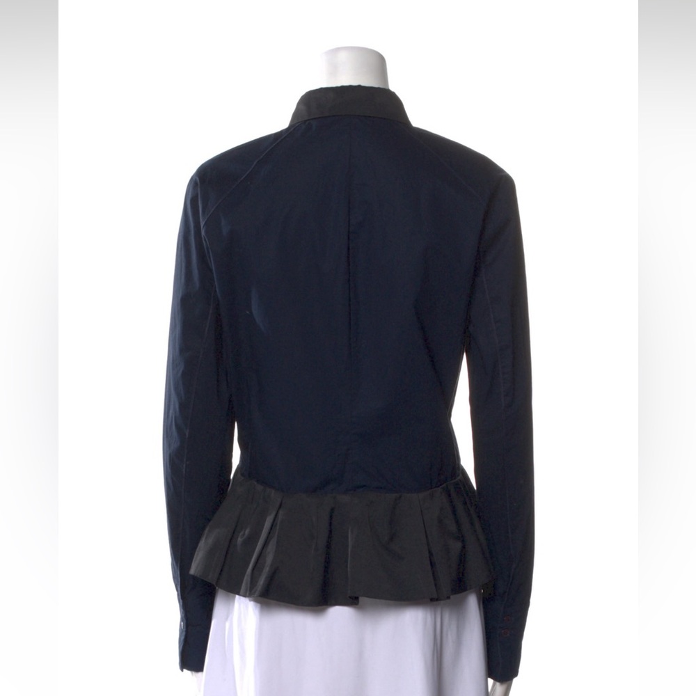 Elegant Navy Peplum Button Down Shirt - Picture 3 of 3